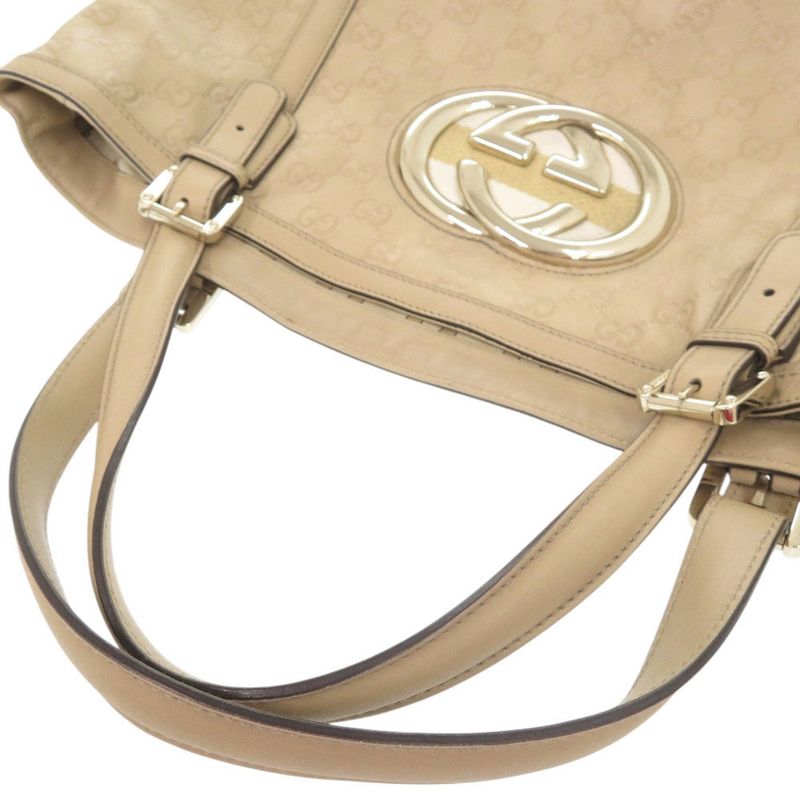 Guccissima GG Logo 162094 Leather Beige Tote Handbag 0245 Gucci