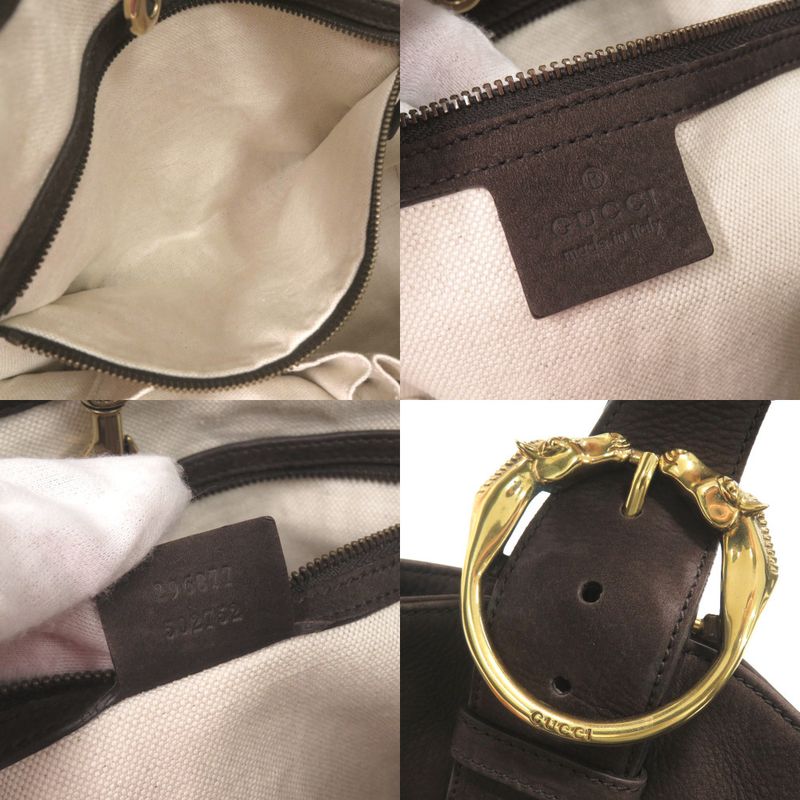 Gucci 296877 Nubac Cles Zah Brown Tote Handbag 0256 Gucci