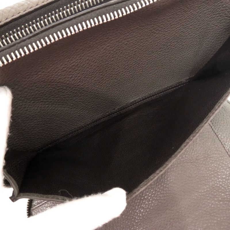 Prada Triangle Logo Leather Gray Second Bag Clutch Bag 0188 Prada