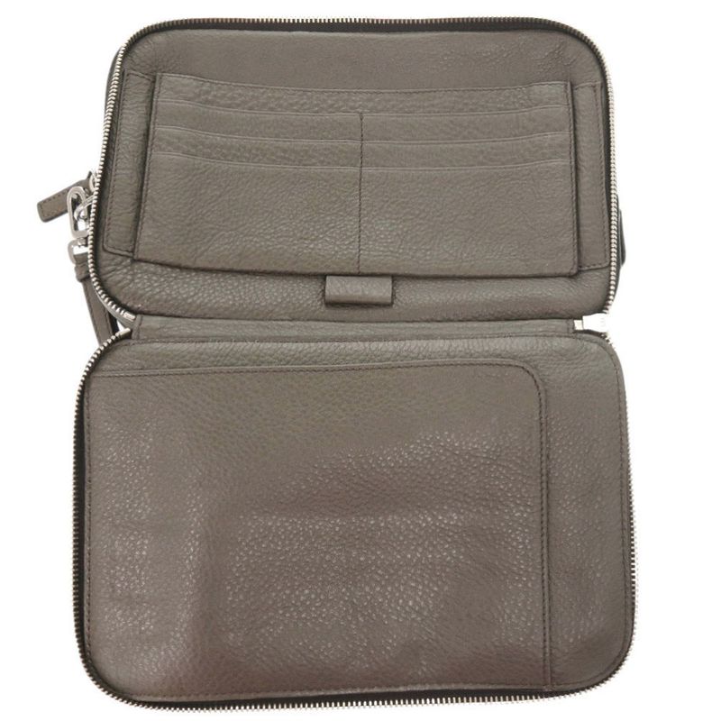 Prada Triangle Logo Leather Gray Second Bag Clutch Bag 0188 Prada