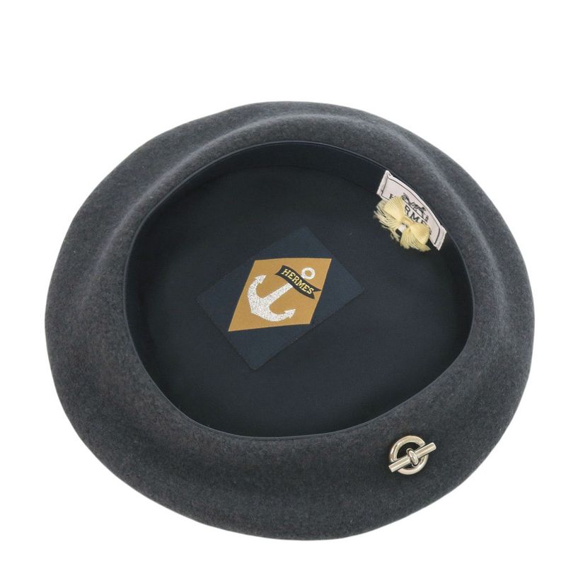 Hermes Beret Wool Grey Silver 1456 Hermes