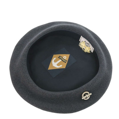 Hermes Beret Wool Grey Silver 1456 Hermes