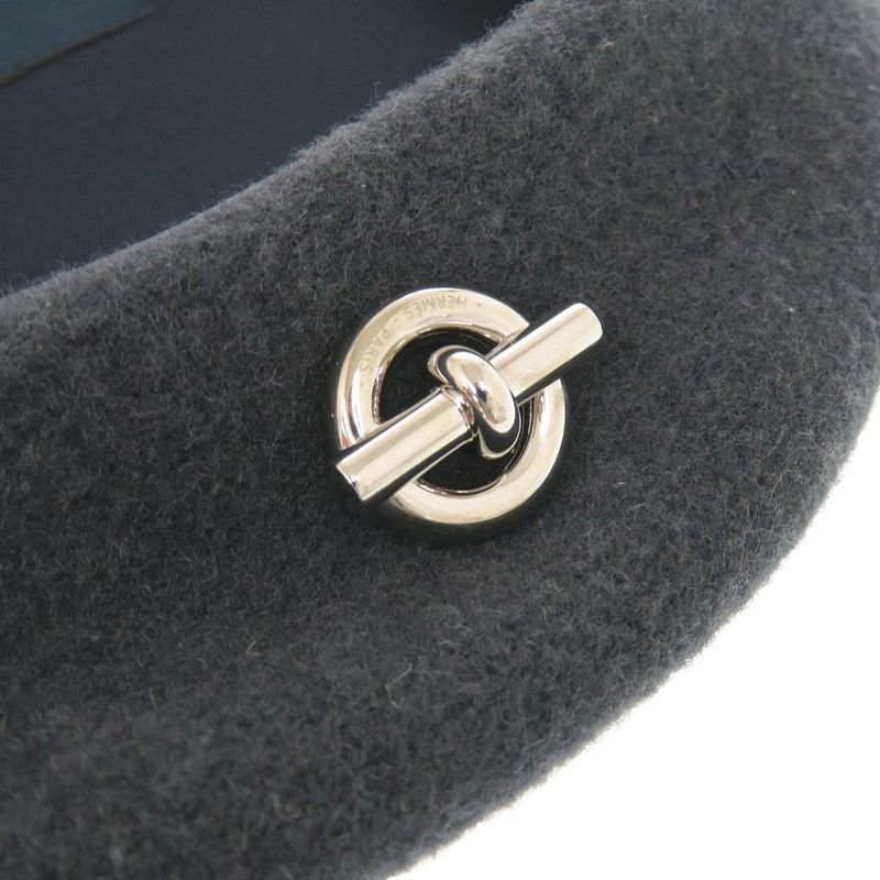 Hermes Beret Wool Grey Silver 1456 Hermes