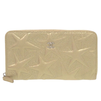 Chanel Star Embossed Leather Gold Long Wallet 0074 Chanel