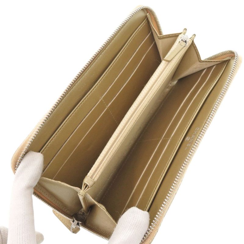 Chanel Star Embossed Leather Gold Long Wallet 0074 Chanel