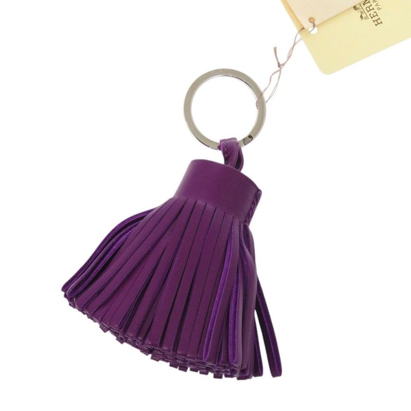 Hermes Carmen Bagcharm Fringe Annemiro Violet Key Holder Purple 0707 Hermes