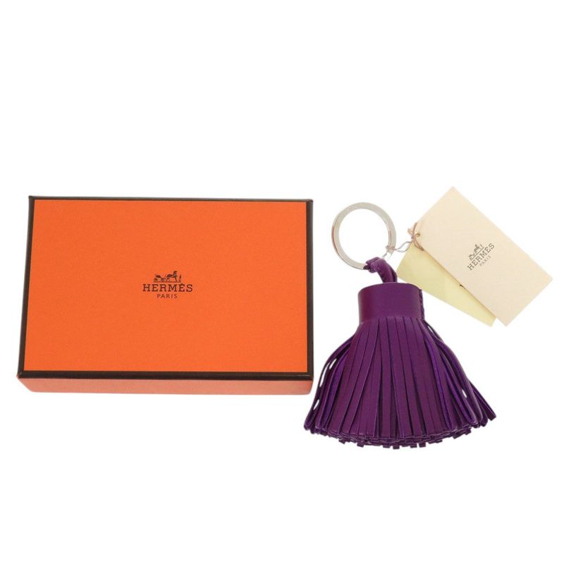 Hermes Carmen Bagcharm Fringe Annemiro Violet Key Holder Purple 0707 Hermes