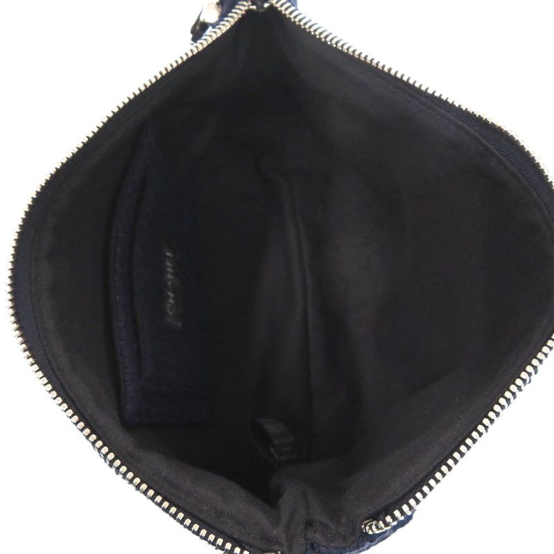 Chanel Headband Chouche Pouch 3-piece Travel Set Cotton Navy 0541 Chanel