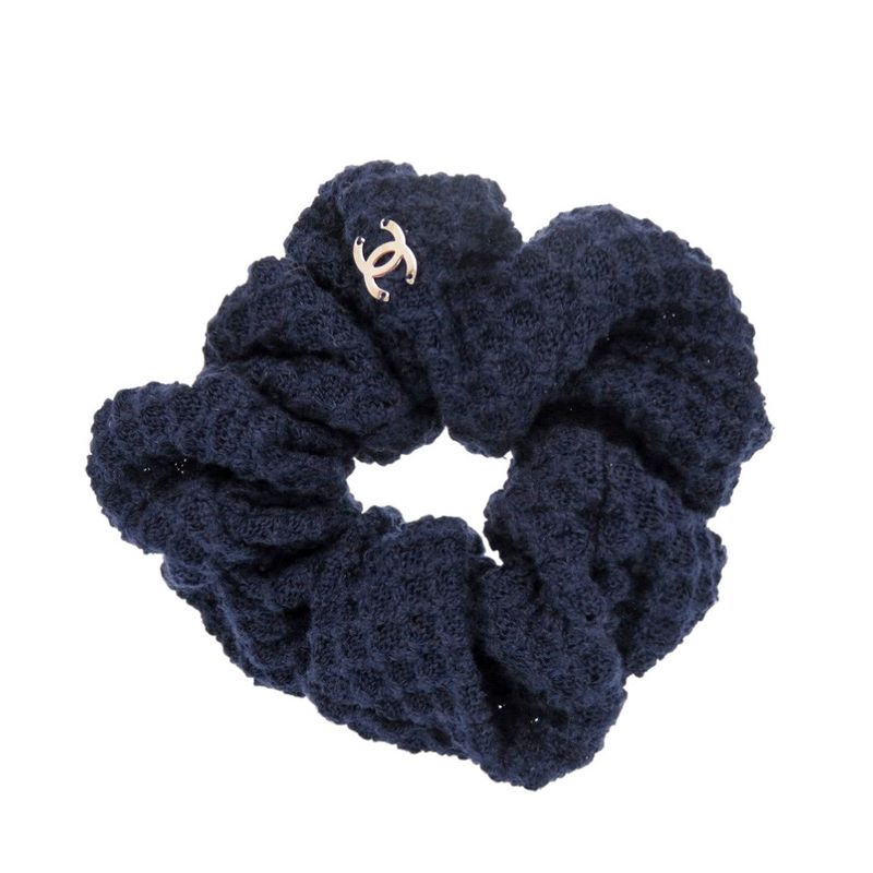 Chanel Headband Chouche Pouch 3-piece Travel Set Cotton Navy 0541 Chanel