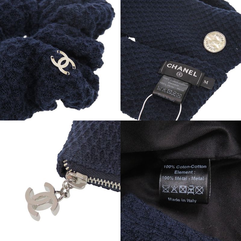 Chanel Headband Chouche Pouch 3-piece Travel Set Cotton Navy 0541 Chanel