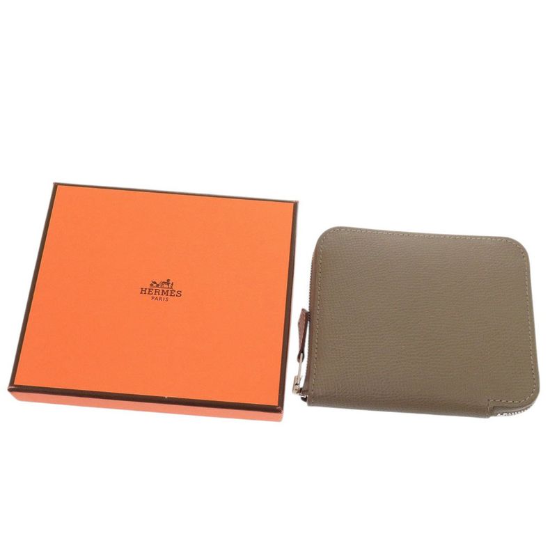 Hermes Azap Silk Quin Compact Vaux Epson Etoupe W Engraved (2024) Coin Case