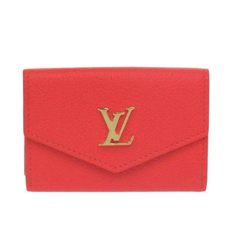 Louis Vuitton Portefeuille Lock Mini M67860 Leather Red Trifold Wallet Red LV