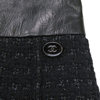 Chanel Tweed P50251w05584 Wool Leather Black Dress Black 0380 Chanel