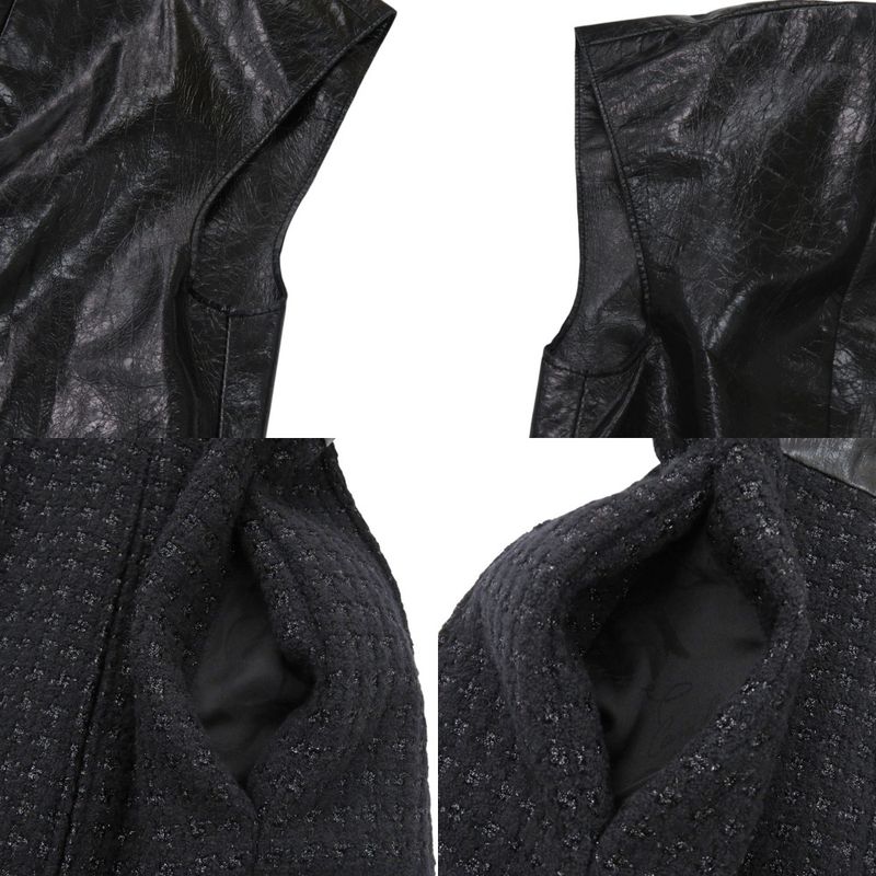 Chanel Tweed P50251w05584 Wool Leather Black Dress Black 0380 Chanel