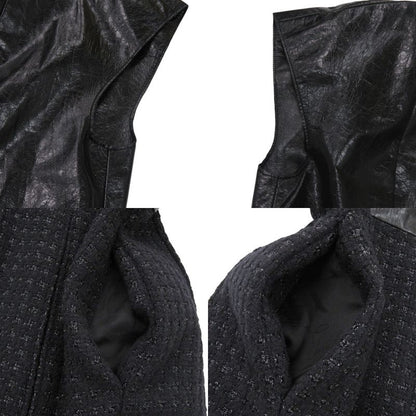 Chanel Tweed P50251w05584 Wool Leather Black Dress Black 0380 Chanel