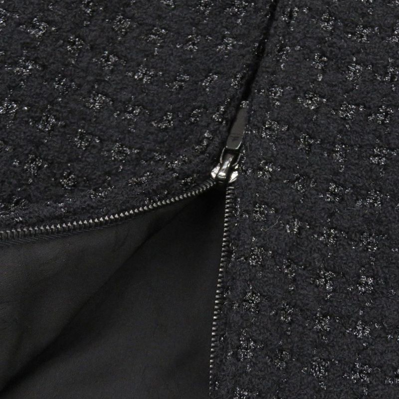 Chanel Tweed P50251w05584 Wool Leather Black Dress Black 0380 Chanel