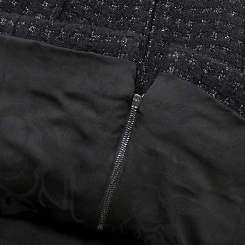 Chanel Tweed P50251w05584 Wool Leather Black Dress Black 0380 Chanel