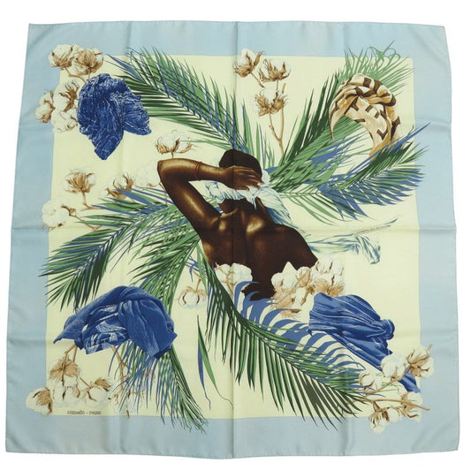 Hermes Carre 90 Queen's Turban Turbans DES Reines Silk Sac Sable Scarf 0101