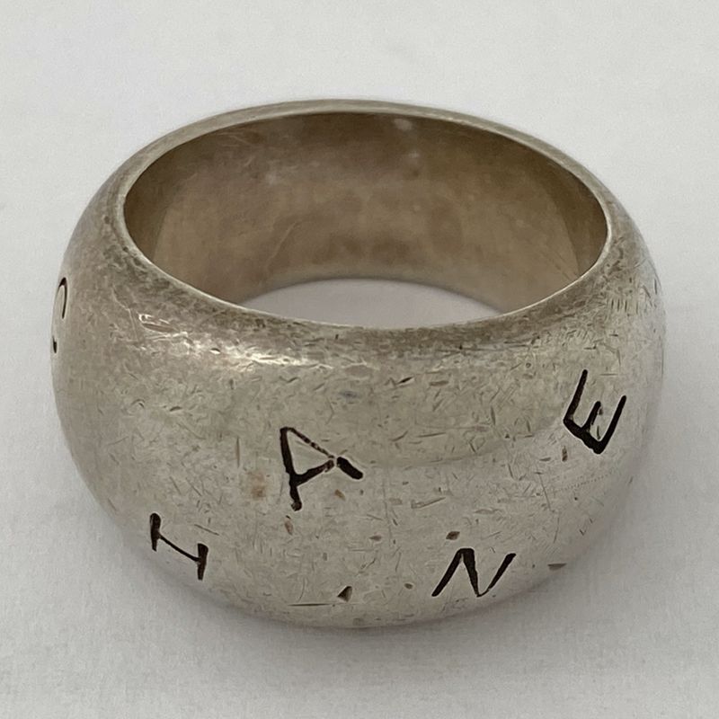 Chanel Logo Ring #145 Silver 925 Silver Ladies