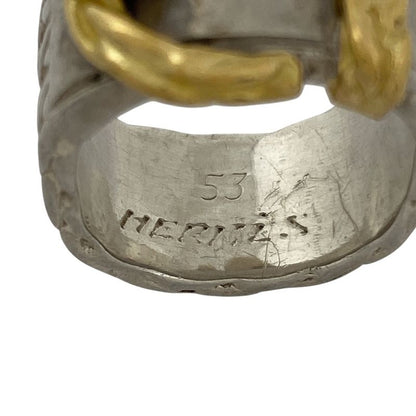 Hermes Diane Ring Combination Ring Belt Motif Ring Size 11 Silver Ladies