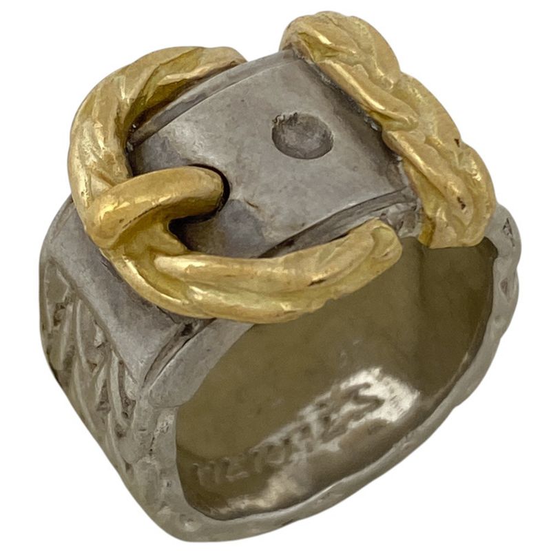 Hermes Diane Ring Combination Ring Belt Motif Ring Size 11 Silver Ladies