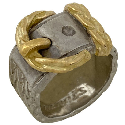 Hermes Diane Ring Combination Ring Belt Motif Ring Size 11 Silver Ladies