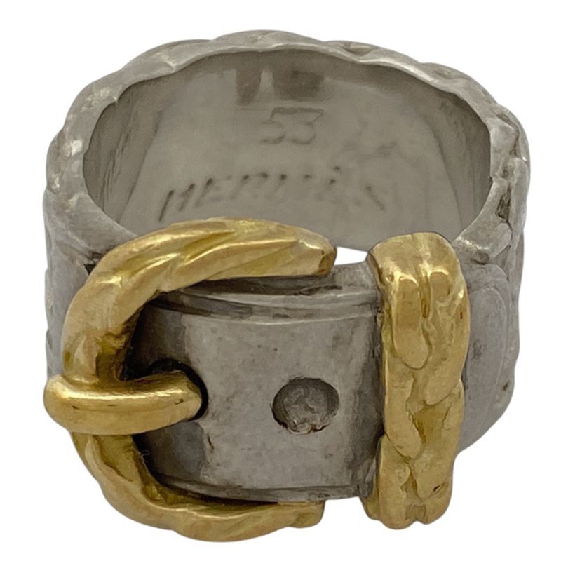 Hermes Diane Ring Combination Ring Belt Motif Ring Size 11 Silver Ladies