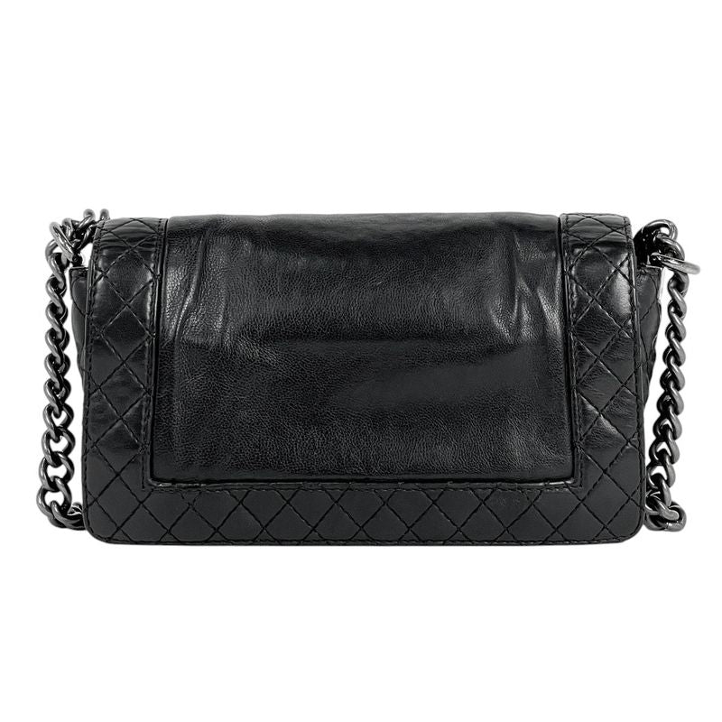 Chanel Boy Chanel Chain Shoulder Bag Coco Mark Shoulder Bag Leather Black Women