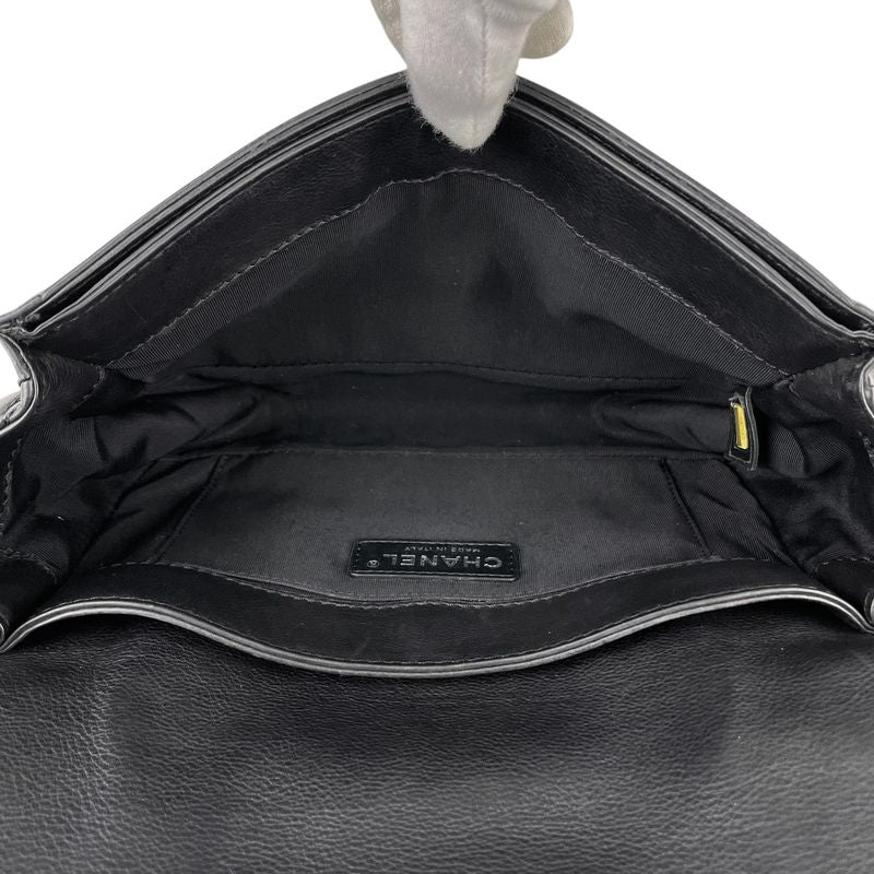 Chanel Boy Chanel Chain Shoulder Bag Coco Mark Shoulder Bag Leather Black Women