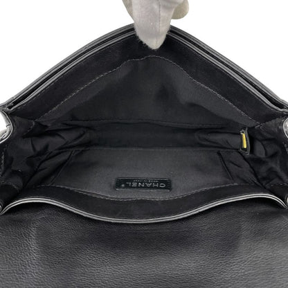 Chanel Boy Chanel Chain Shoulder Bag Coco Mark Shoulder Bag Leather Black Women