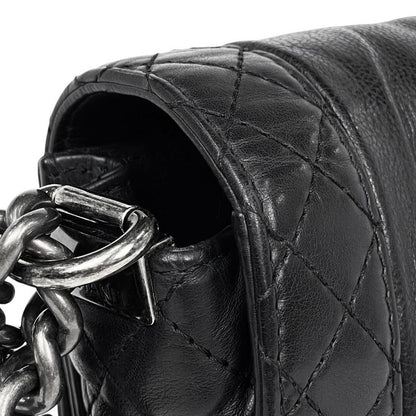 Chanel Boy Chanel Chain Shoulder Bag Coco Mark Shoulder Bag Leather Black Women