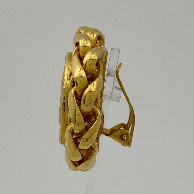 Chanel Design Earrings CC Mark Wheat Ear Round Earrings GP Gold Ladies