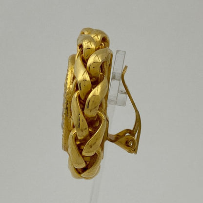 Chanel Design Earrings CC Mark Wheat Ear Round Earrings GP Gold Ladies