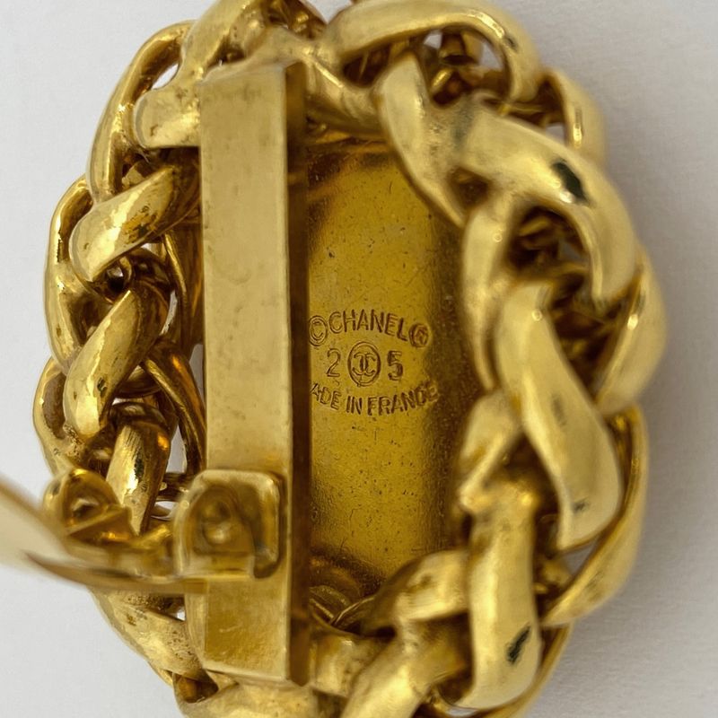 Chanel Design Earrings CC Mark Wheat Ear Round Earrings GP Gold Ladies