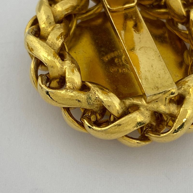 Chanel Design Earrings CC Mark Wheat Ear Round Earrings GP Gold Ladies