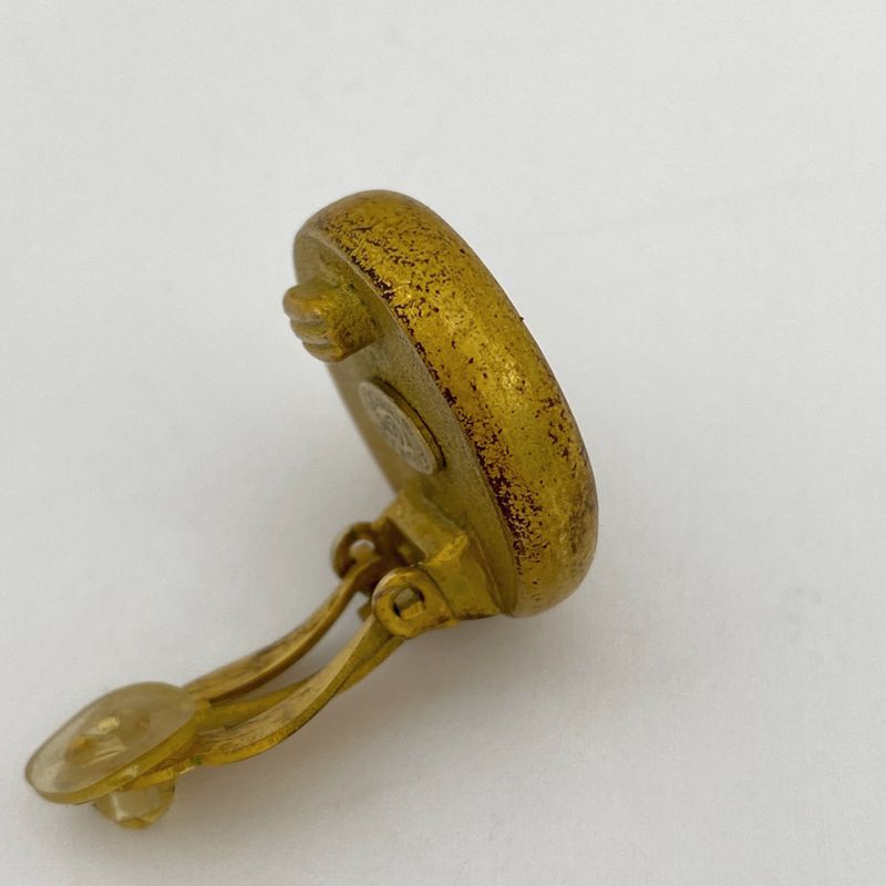 Chanel Logo Faux Pearl Earrings Round Earrings GP Faux Pearl Gold White Ladies