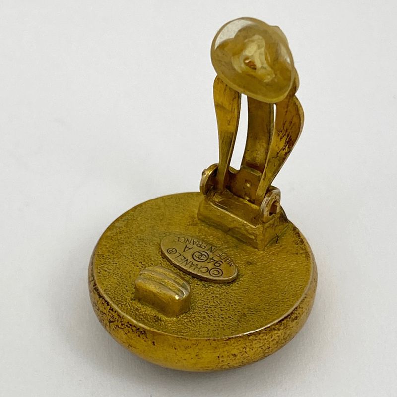 Chanel Logo Faux Pearl Earrings Round Earrings GP Faux Pearl Gold White Ladies