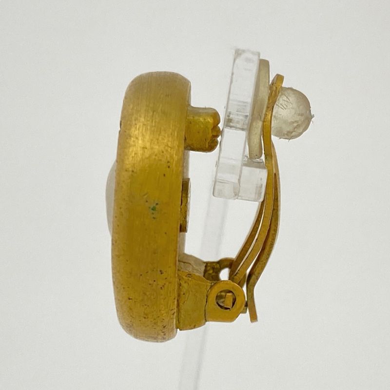 Chanel Logo Faux Pearl Earrings Round Earrings GP Faux Pearl Gold White Ladies