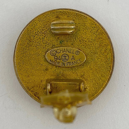 Chanel Logo Faux Pearl Earrings Round Earrings GP Faux Pearl Gold White Ladies