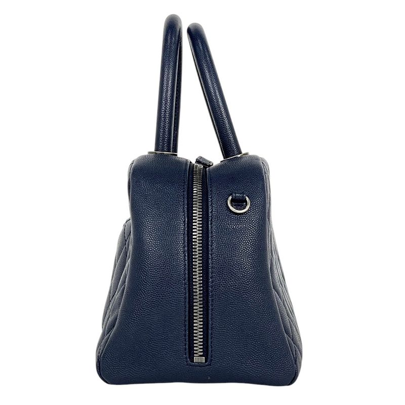 Chanel Coco Mark Handbag 2WAY Chain Shoulder Bag Matelasse Handbag Leather Navy