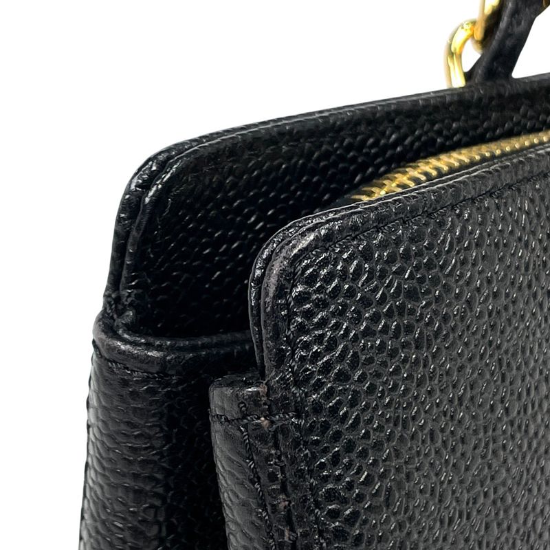 Chanel Logo Chain Tote Handbag Tote Leather Black A08913 Women