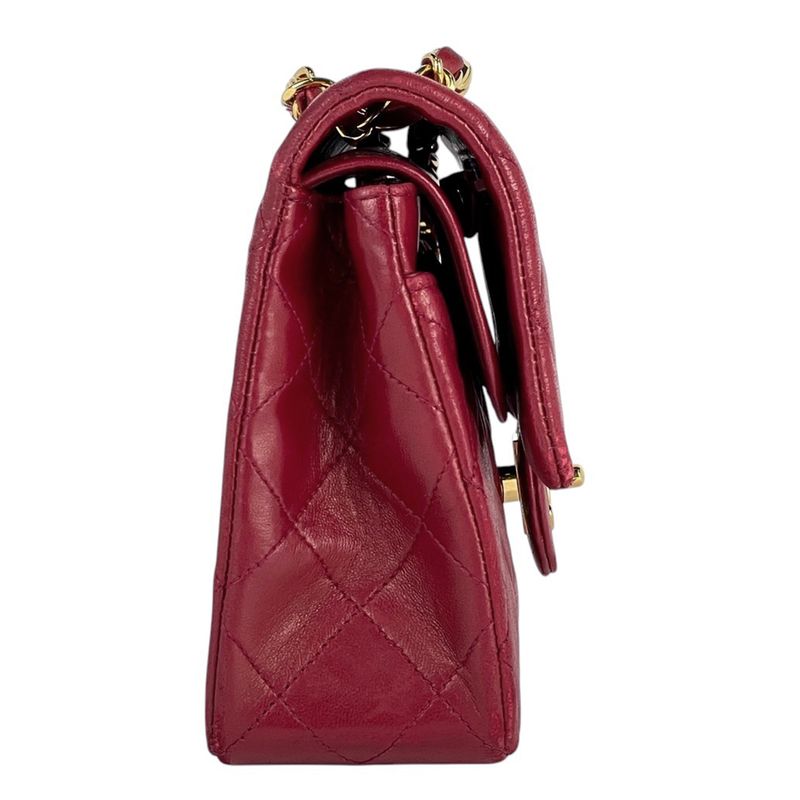 Chanel Matelasse W Flap Chain Shoulder Bag Coco Mark Shoulder Bag Leather Red