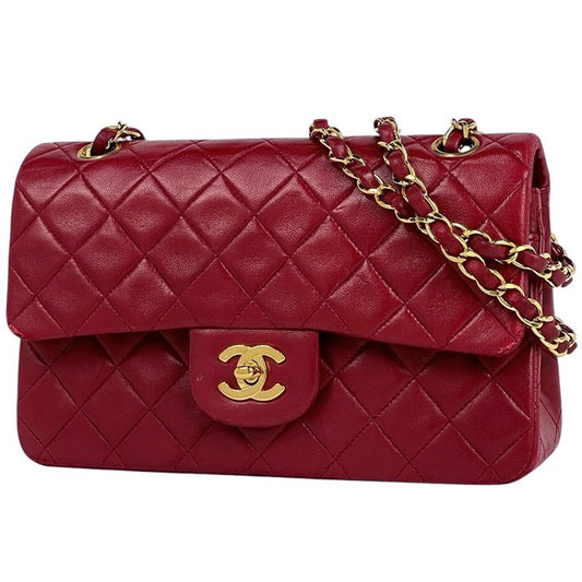 Chanel Matelasse W Flap Chain Shoulder Bag Coco Mark Shoulder Bag Leather Red