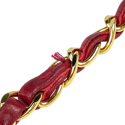 Chanel Matelasse W Flap Chain Shoulder Bag Coco Mark Shoulder Bag Leather Red