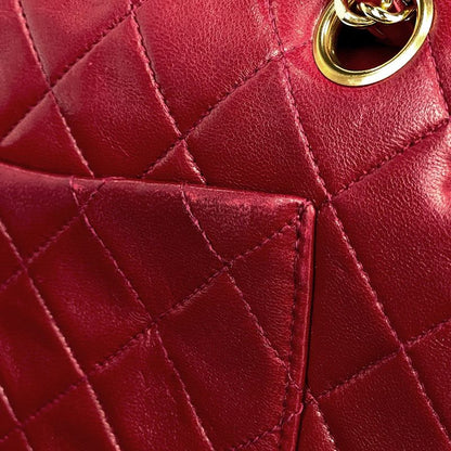 Chanel Matelasse W Flap Chain Shoulder Bag Coco Mark Shoulder Bag Leather Red