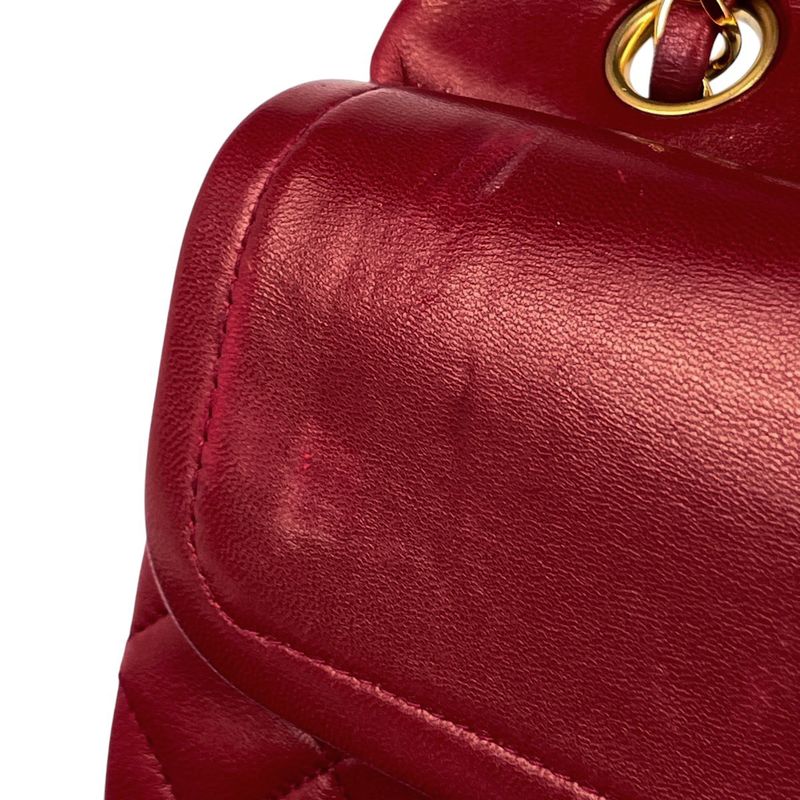 Chanel Matelasse W Flap Chain Shoulder Bag Coco Mark Shoulder Bag Leather Red