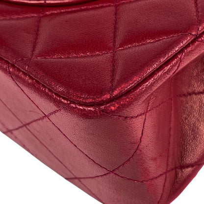 Chanel Matelasse W Flap Chain Shoulder Bag Coco Mark Shoulder Bag Leather Red