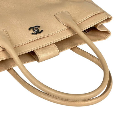 Chanel Executive Line Tote Coco Mark Handbag Tote Leather Beige A15206 Women