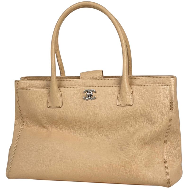 Chanel Executive Line Tote Coco Mark Handbag Tote Leather Beige A15206 Women