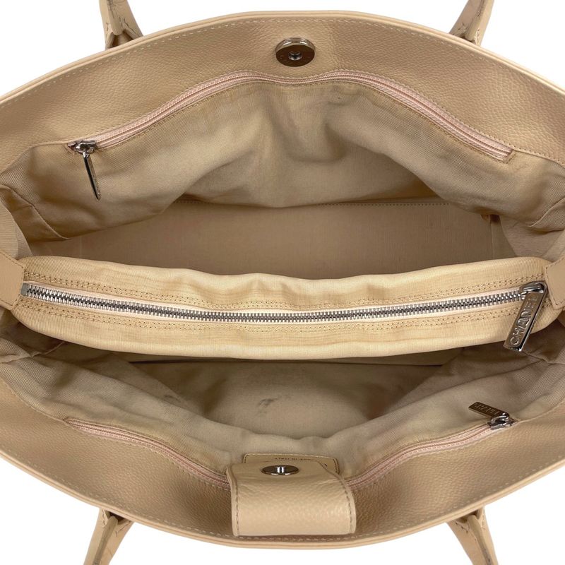 Chanel Executive Line Tote Coco Mark Handbag Tote Leather Beige A15206 Women